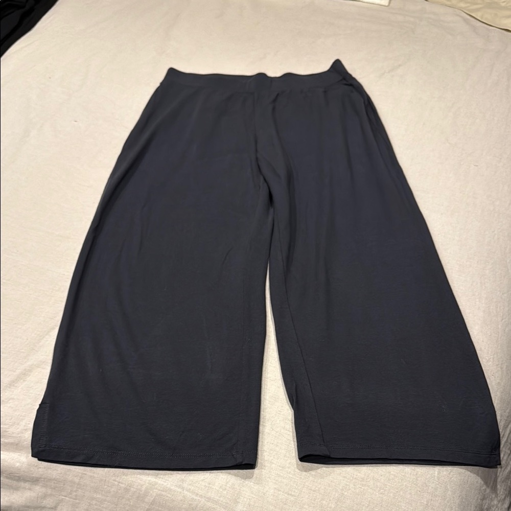 Eileen Fisher Charcoal Crop Wide-Leg Pants